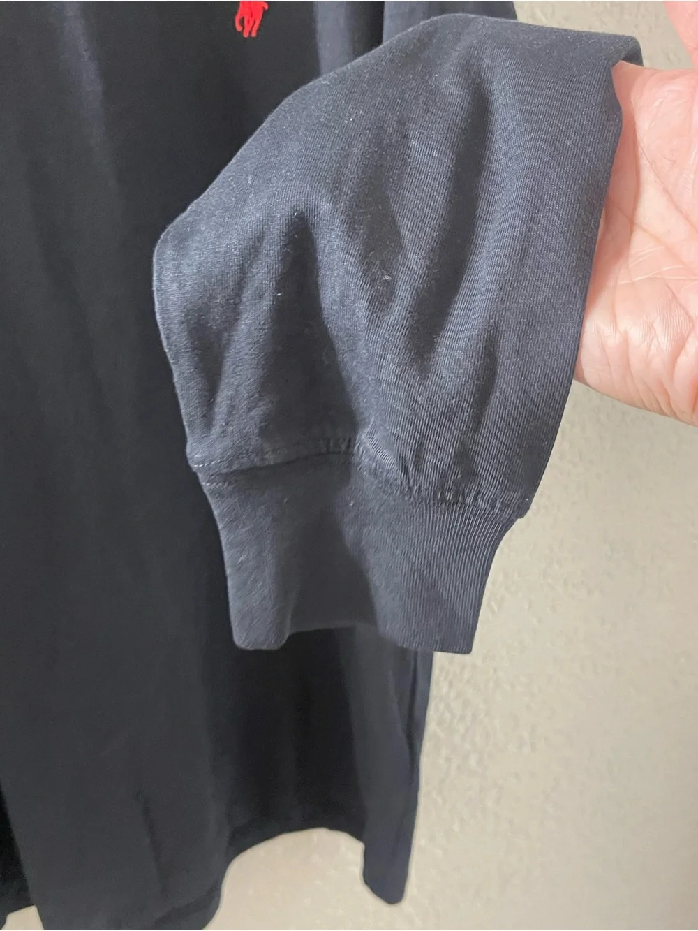 Ralph Lauren Kids Casual Black Long Sleeve Shirt with Red Polo Emblem Medium